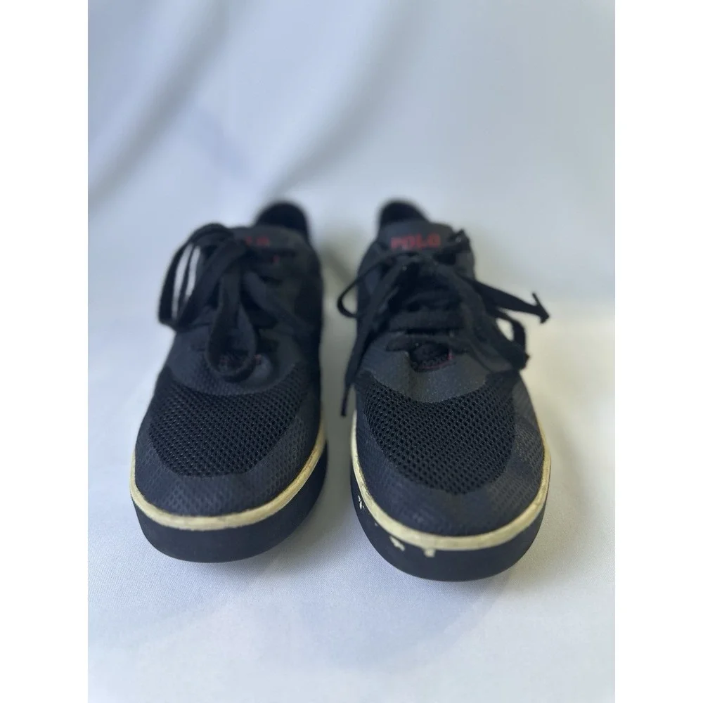 Polo Ralph Lauren Sneakers Black Hellidon Men's Sz 9.5 D Canvas‎ Pony Shoes